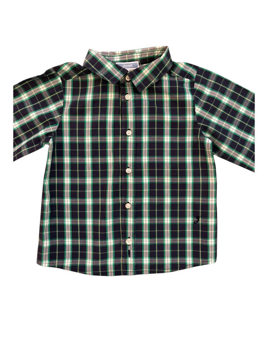 Jacadi Navy Green Plaid Shirt size 2Y / 88 - second hand baby clothing