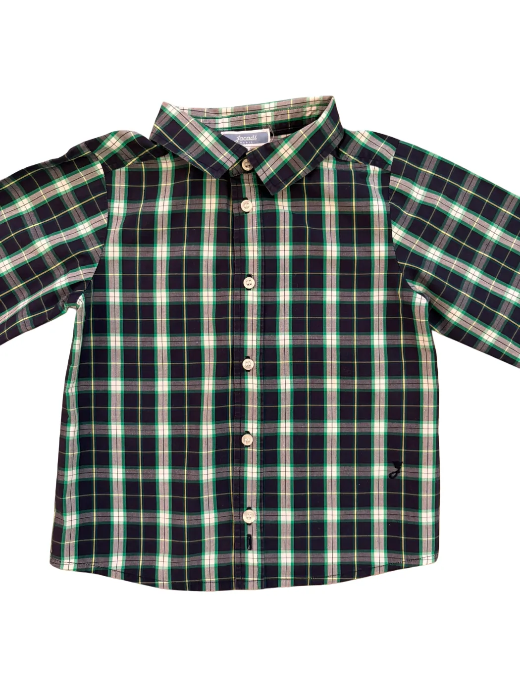 Jacadi Navy Green Plaid Shirt (2Y / 88)