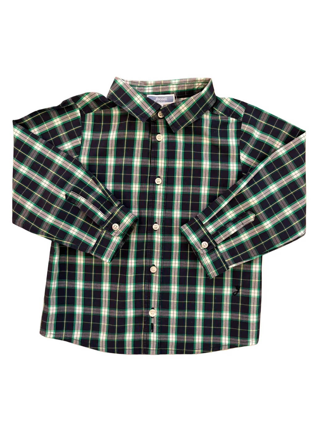 Jacadi Navy Green Plaid Shirt (2Y / 88)