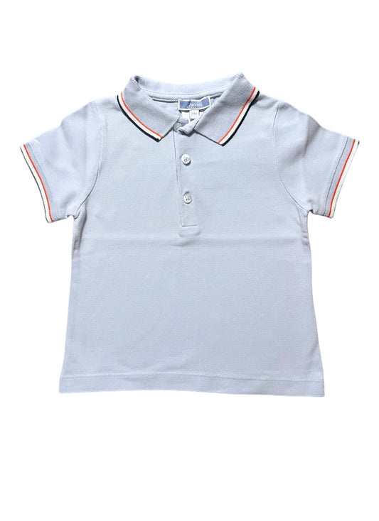 Jacadi Polo Shirt in Light Blue with Striped Collar size 24M (88cm) - second hand baby clothing