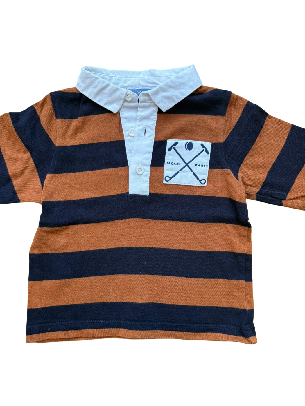 Polo de rugby rayé marron et marine Jacadi (18M / 81)