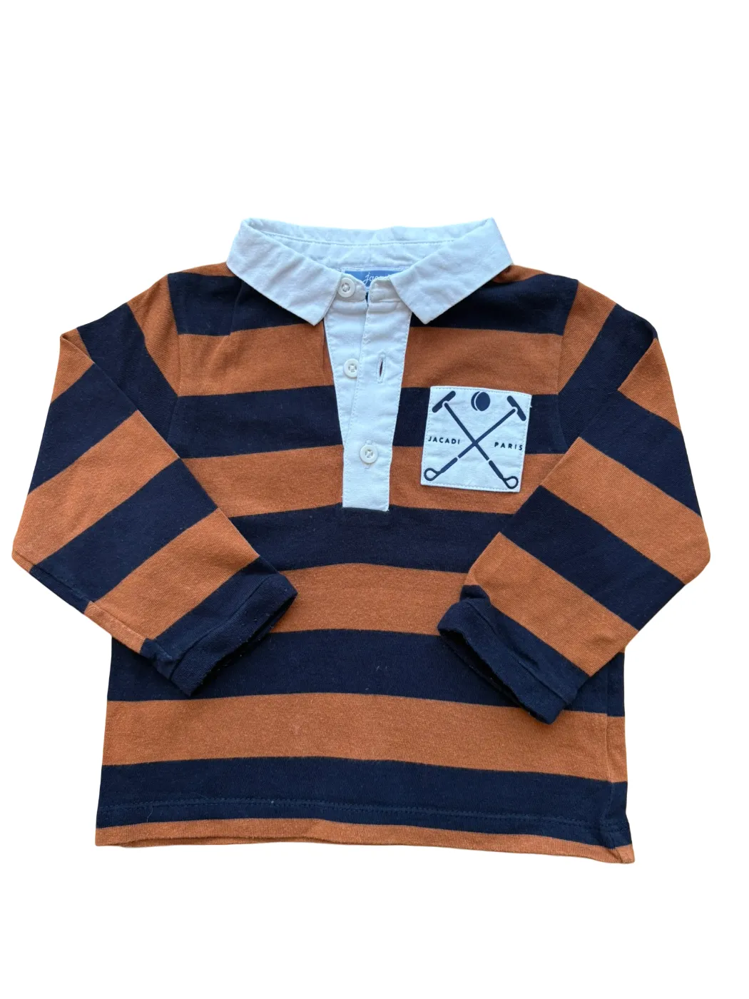 Polo de rugby rayé marron et marine Jacadi (18M / 81)