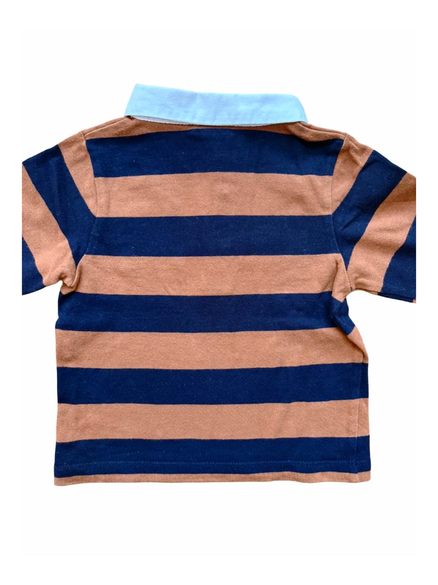 Polo de rugby rayé marron et marine Jacadi (18M / 81)