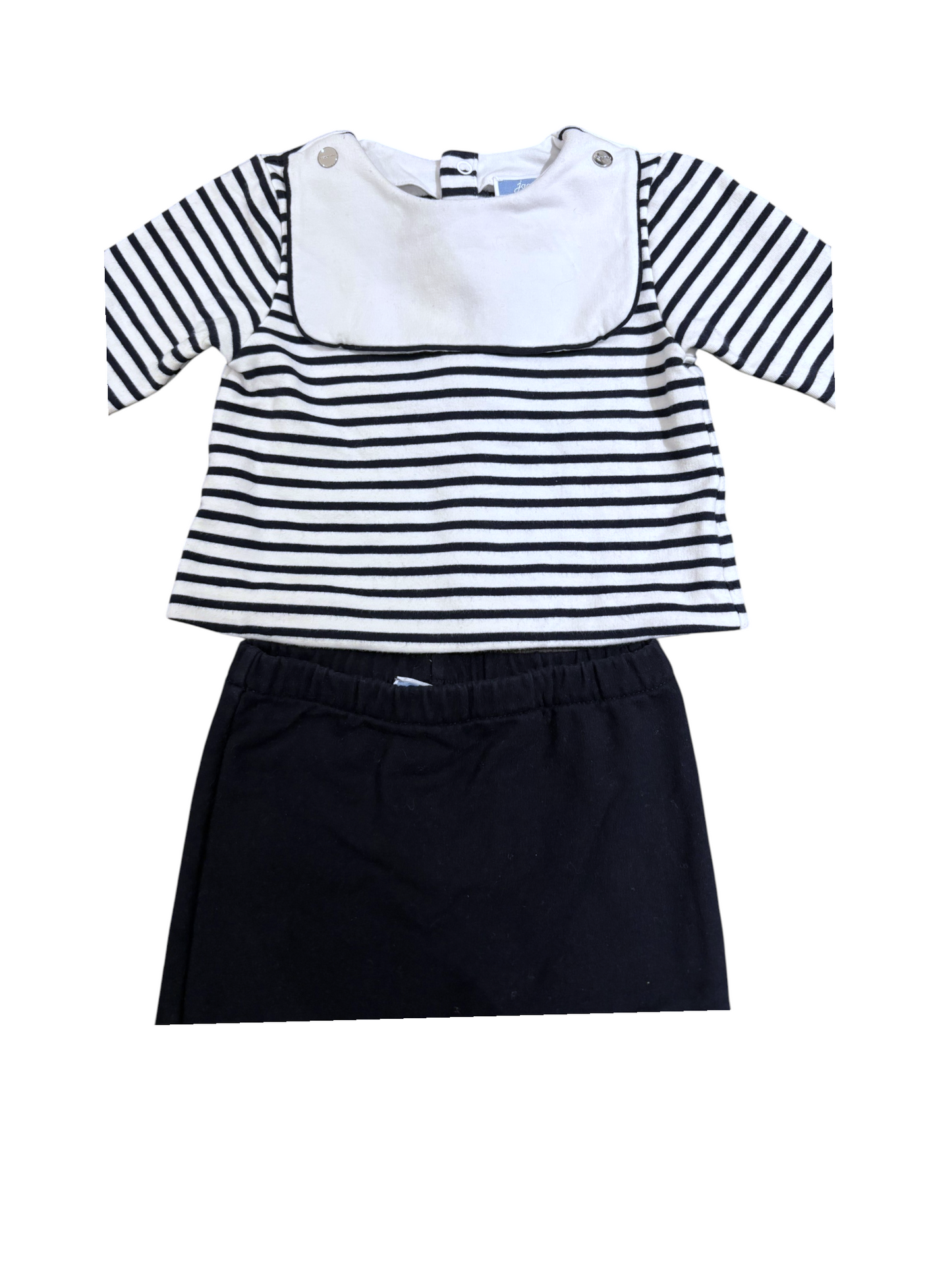 Jacadi Navy & White Striped Top & Footed Pants Set size 12M / 74 - second hand baby clothing
