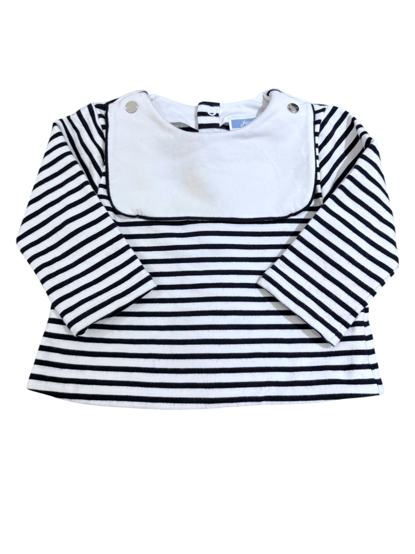 Jacadi Navy & White Striped Top & Footed Pants Set size 12M / 74 - second hand baby clothing