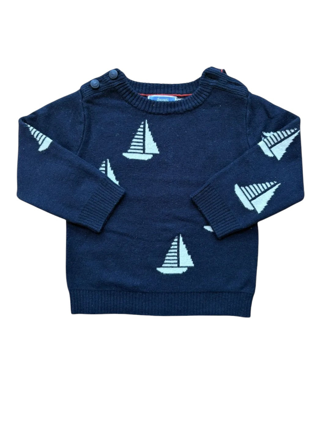 Jacadi Navy Sailboat Sweater size 18M - second hand baby clothing