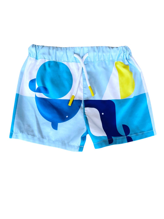 Jacadi Boys Multicolor Whale Swim Shorts, 6M - second hand baby clothing