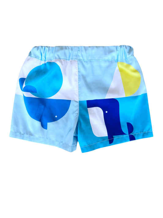 Jacadi Boys Multicolor Whale Swim Shorts, 6M - second hand baby clothing