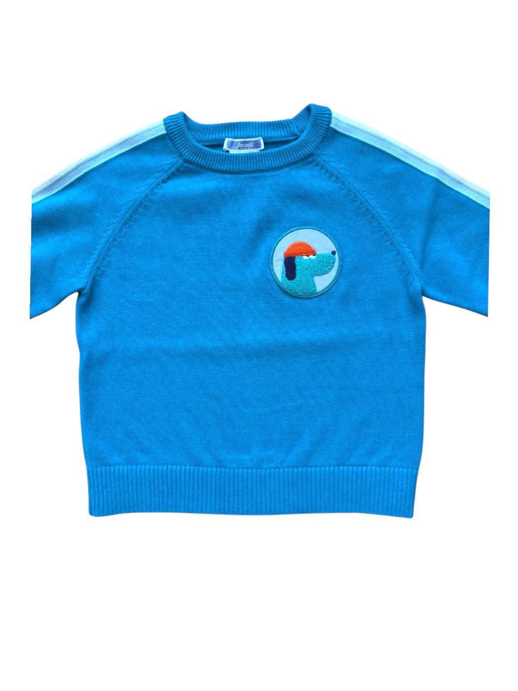 Jacadi Unisex Turquoise Dog Cotton Knit Sweater, 6Y / 116 - second hand baby clothing