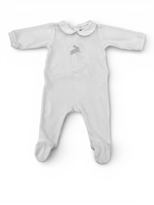 Jacadi White Velour Romper (3M)