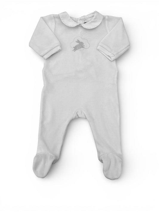 Jacadi White Velour Romper (3M)