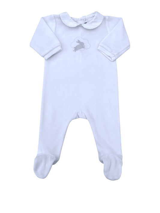 Jacadi Unisex White Bunny Velour Romper, 3M - second hand baby clothing 