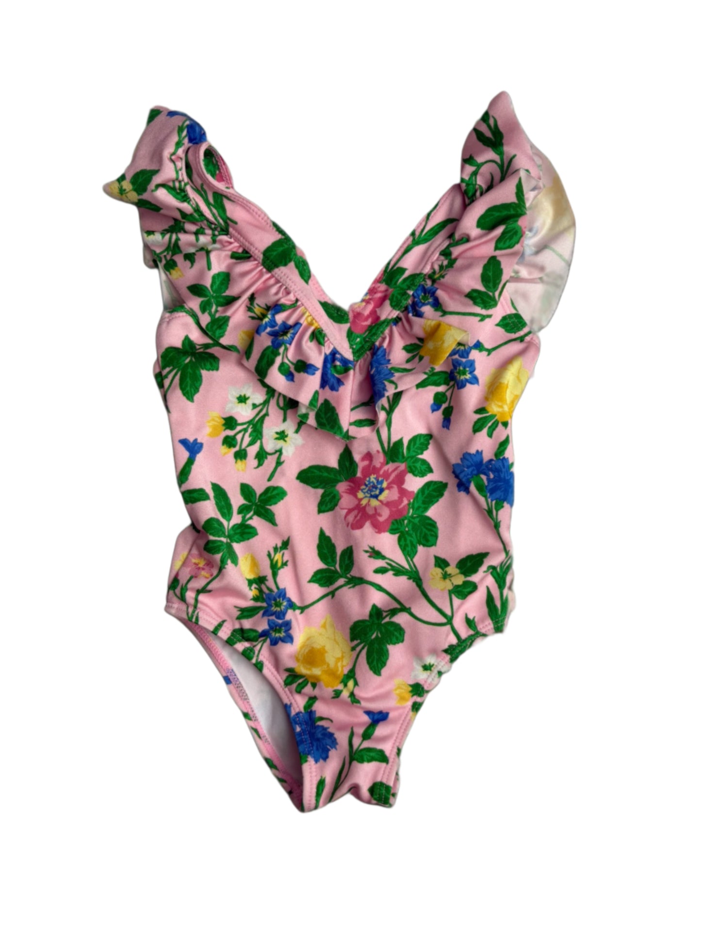 Janie and Jack Pink Floral Ruffle Swimsuit (2Y)