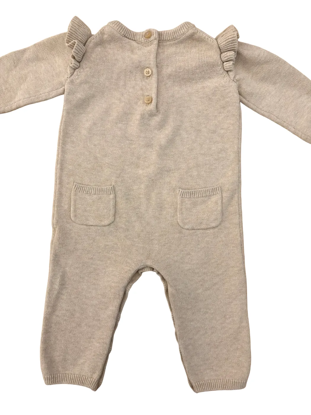 Janie and Jack Beige Rose Romper (3-6M)
