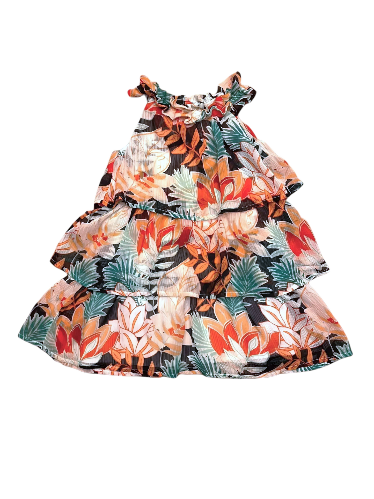 Janie and Jack Girls Jungle Ruffle Dress, 4Y - second hand baby clothing