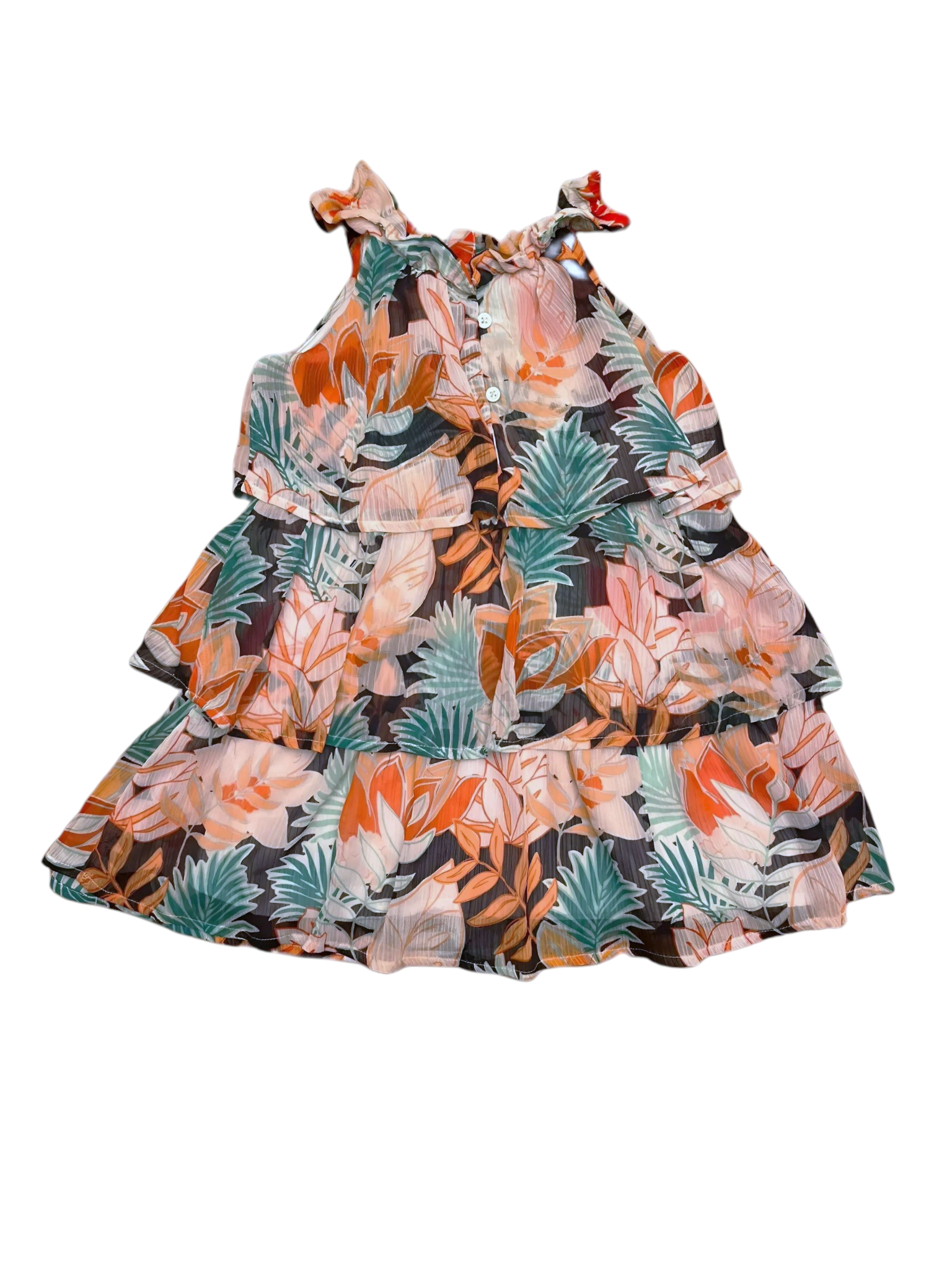 Janie and Jack Girls Jungle Ruffle Dress, 4Y - second hand baby clothing
