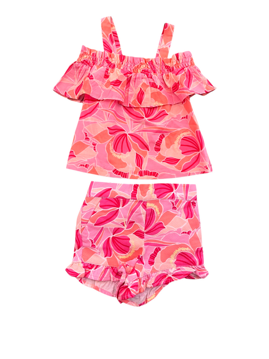 Janie and Jack Pink Floral Ensemble size 12-18M - second hand baby clothing