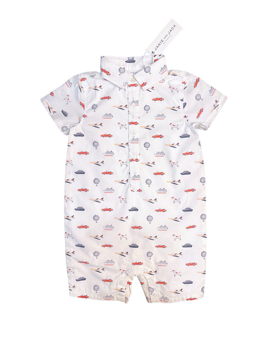 Janie and Jack Cars & Planes Romper (18-24M)