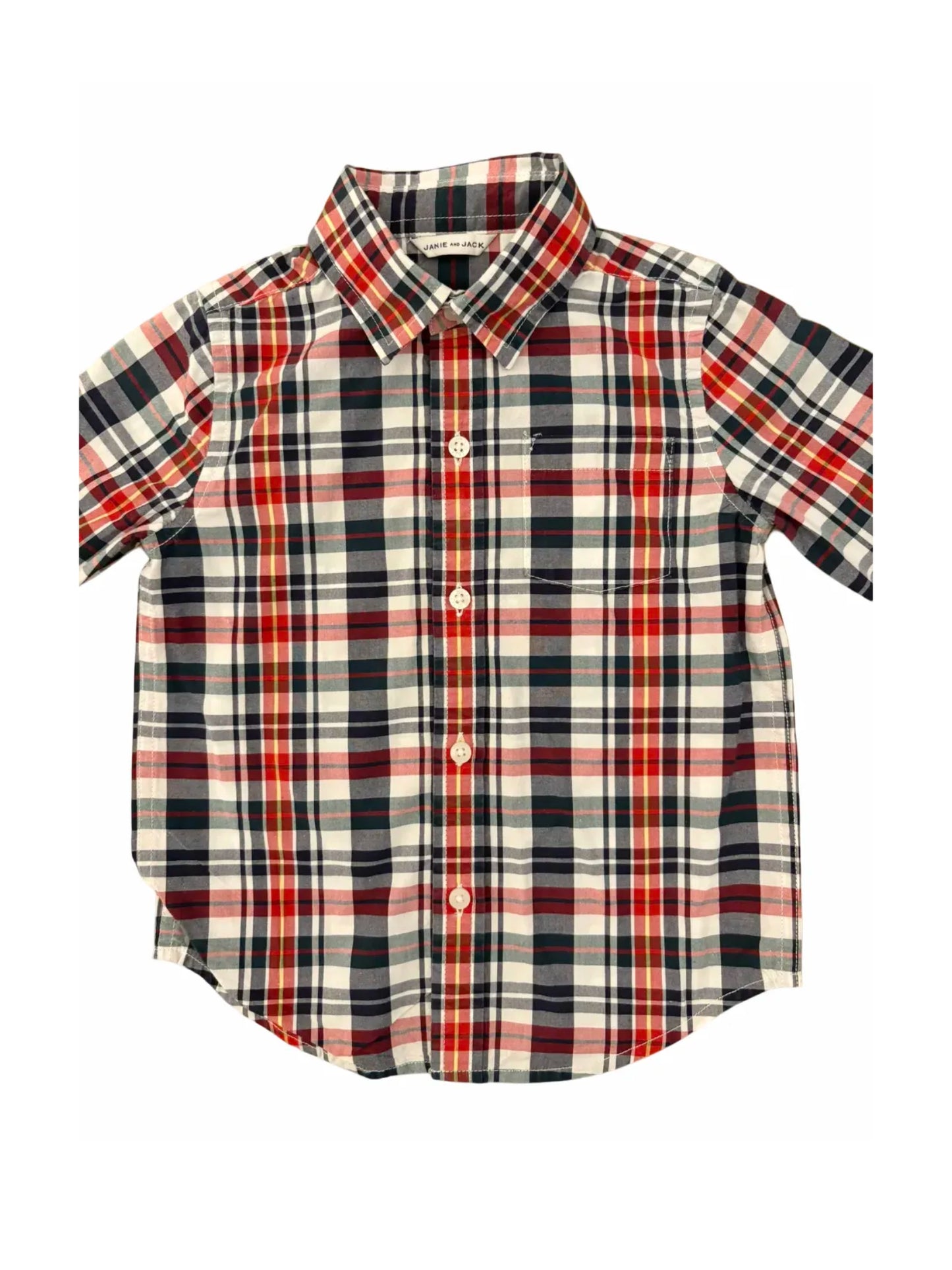 Janie and Jack Red Plaid Collared Shirt (2Y)