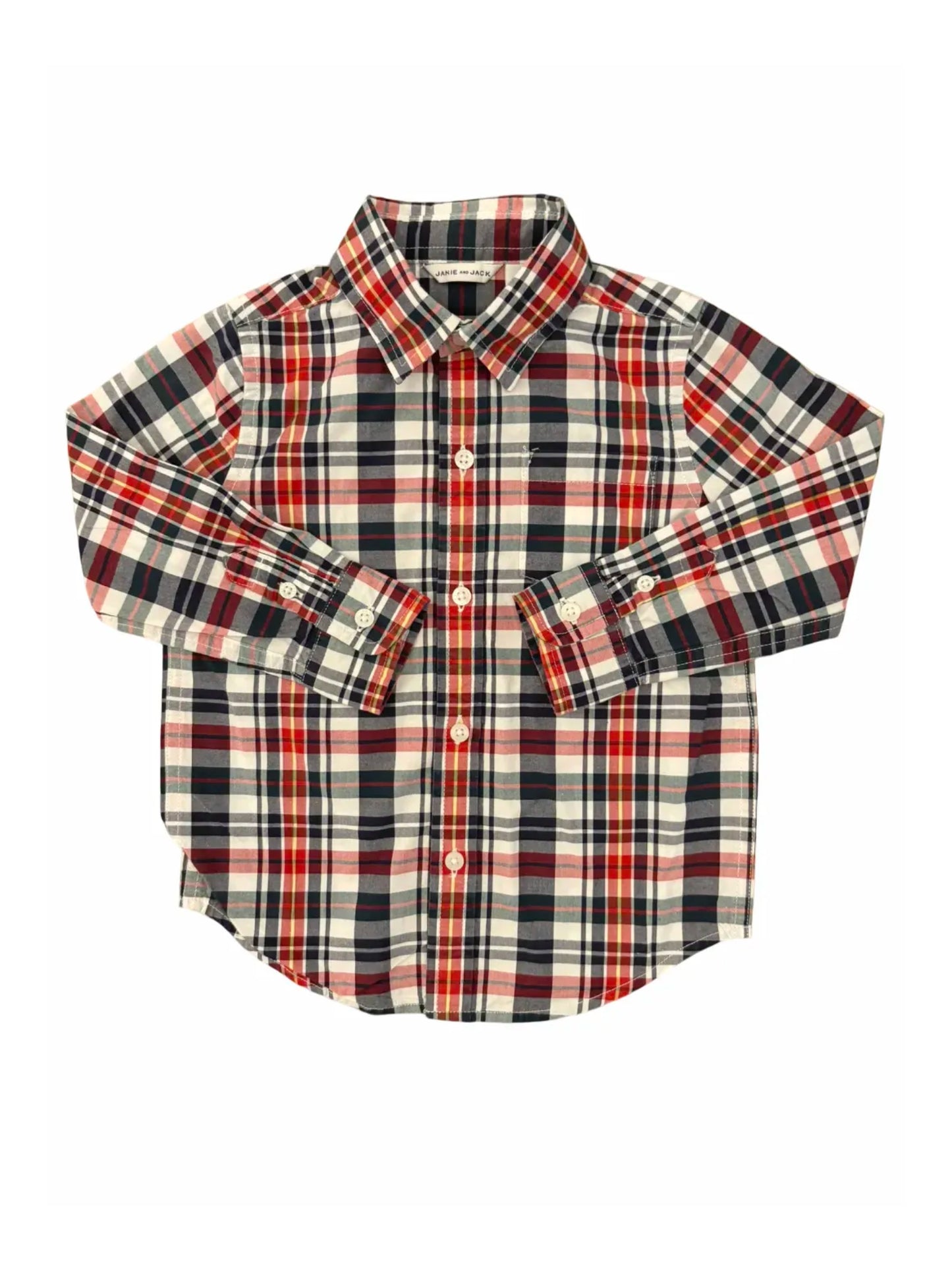 Janie and Jack Red Plaid Collared Shirt (2Y)