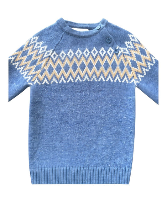 John Lewis & Partners Blue Fair Isle Sweater size 12-18M - second hand baby clothing