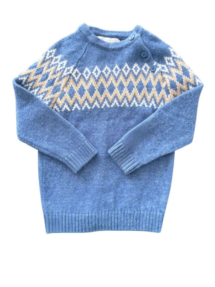 John Lewis & Partners Blue Fair Isle Sweater size 12-18M - second hand baby clothing