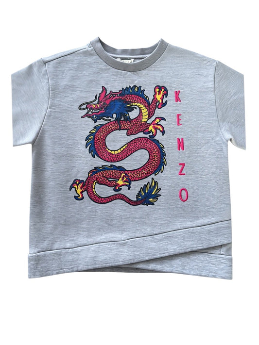 Kenzo Unisex Grey Dragon Print Cotton Sweatshirt, 6Y / 116 - second hand baby clothing