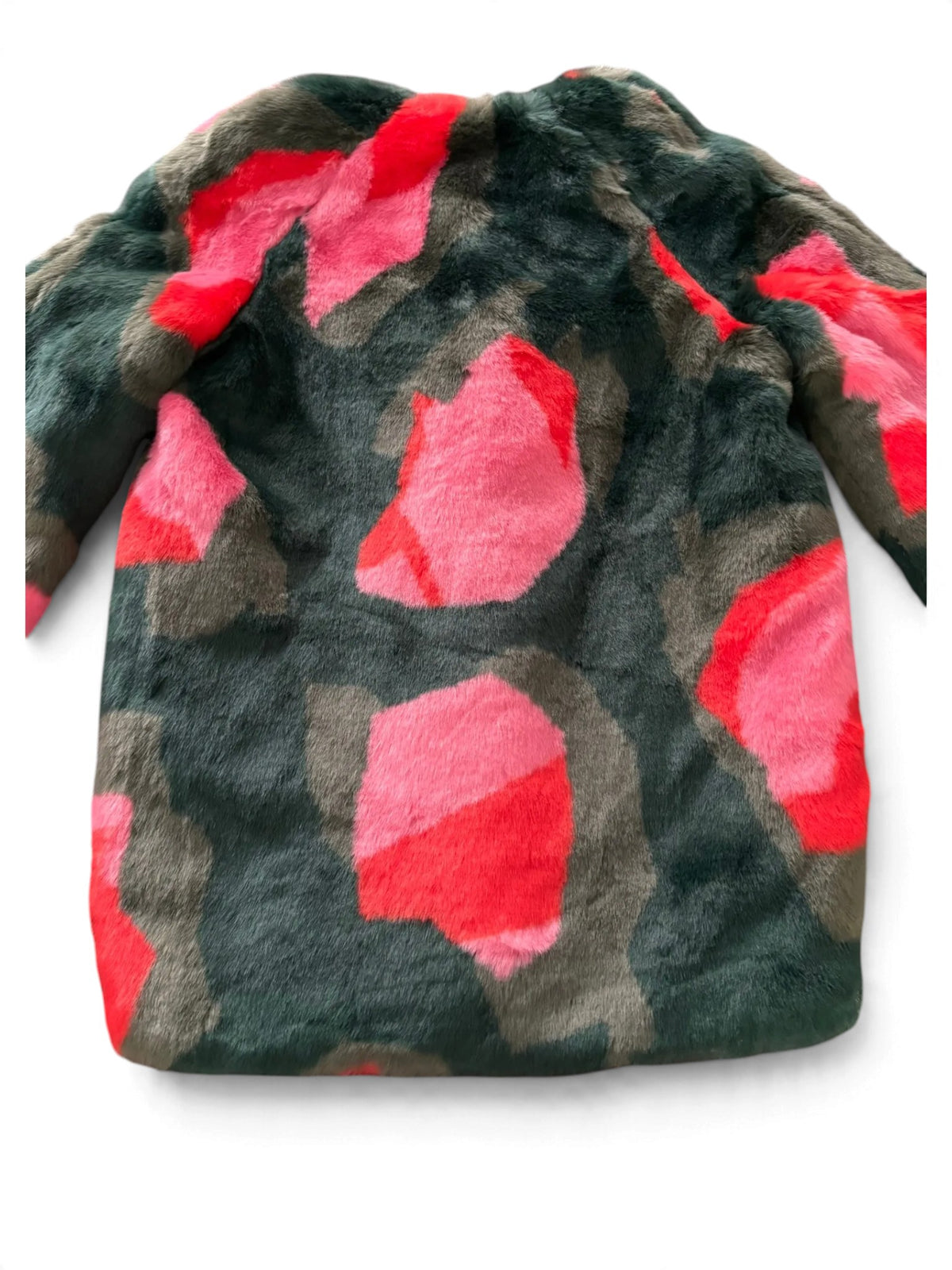 Kenzo Girls Green & Pink Camo Faux Fur Jacket, 6Y / 116