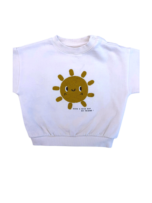 Kiabi Unisex White Sun Cotton Sweatshirt, 18M