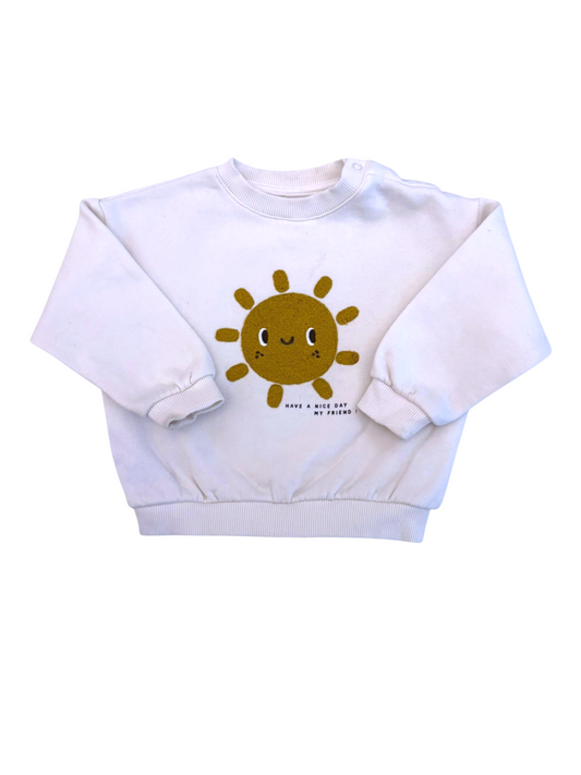 Kiabi Unisex White Sun Cotton Sweatshirt, 18M