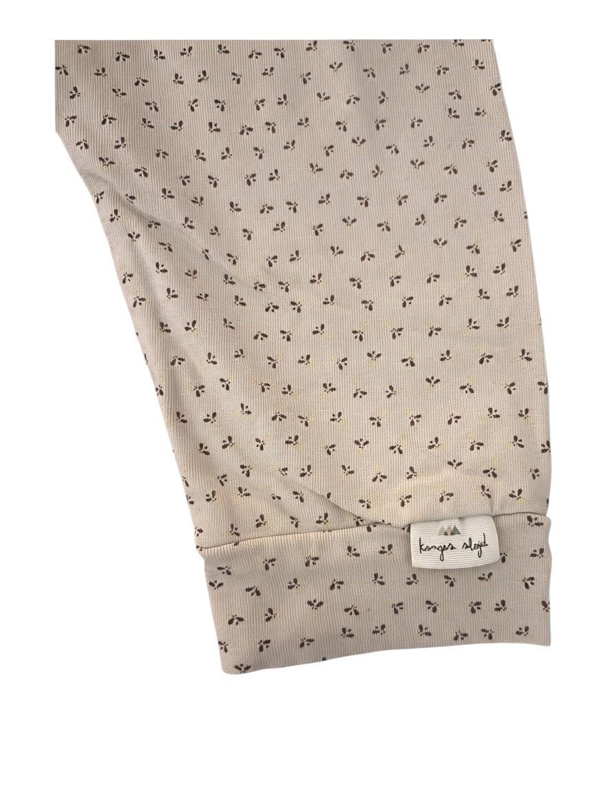Konges Sløjd Unisex Cream Leaf Print Organic Cotton Pants, 9M / 74 - second hand baby clothing