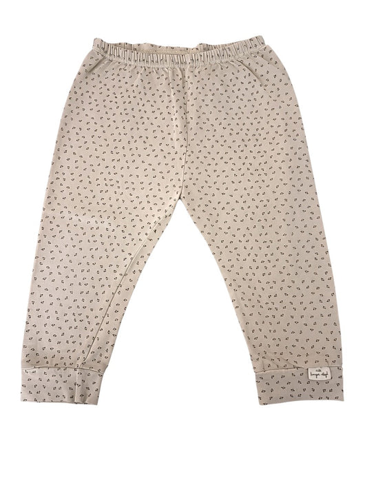 Konges Sløjd Unisex Cream Leaf Print Organic Cotton Pants, 9M / 74 - second hand baby clothing