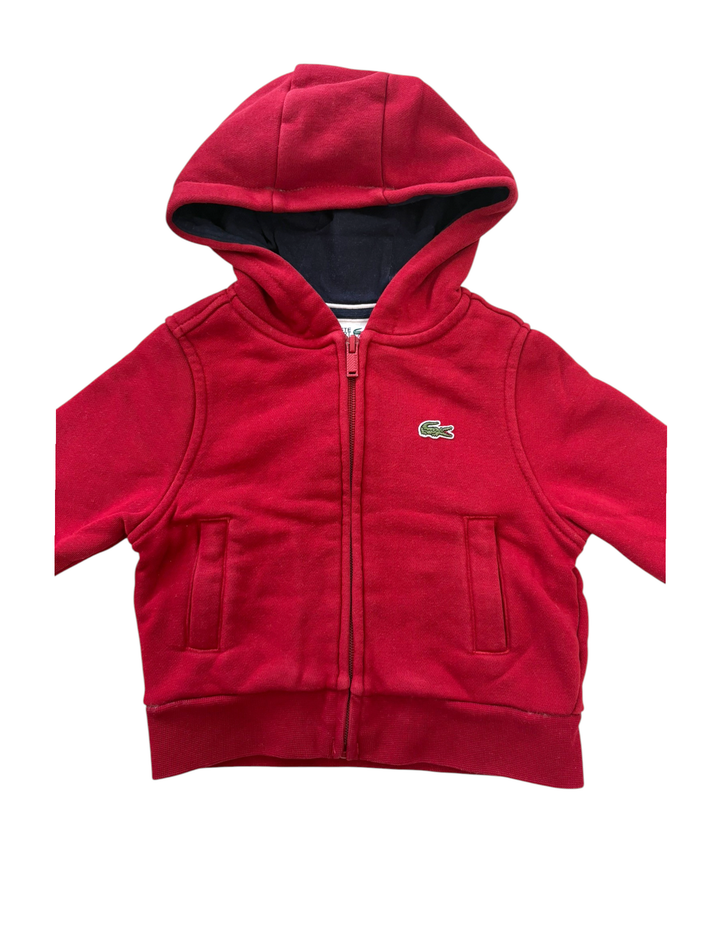 Lacoste Boy Red Zip Hoodie, 2Y / 92
