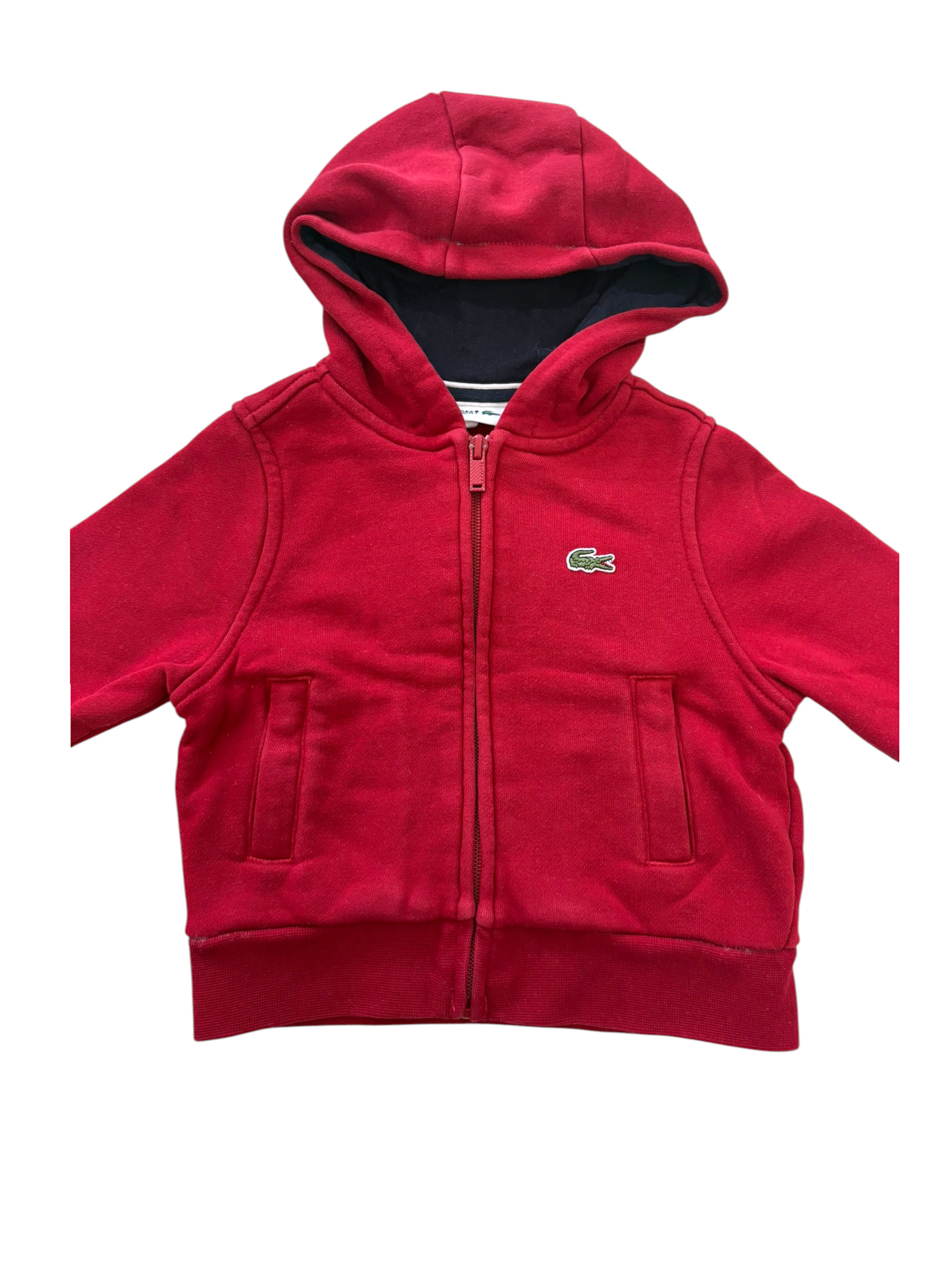 Lacoste Boy Red Zip Hoodie, 2Y / 92