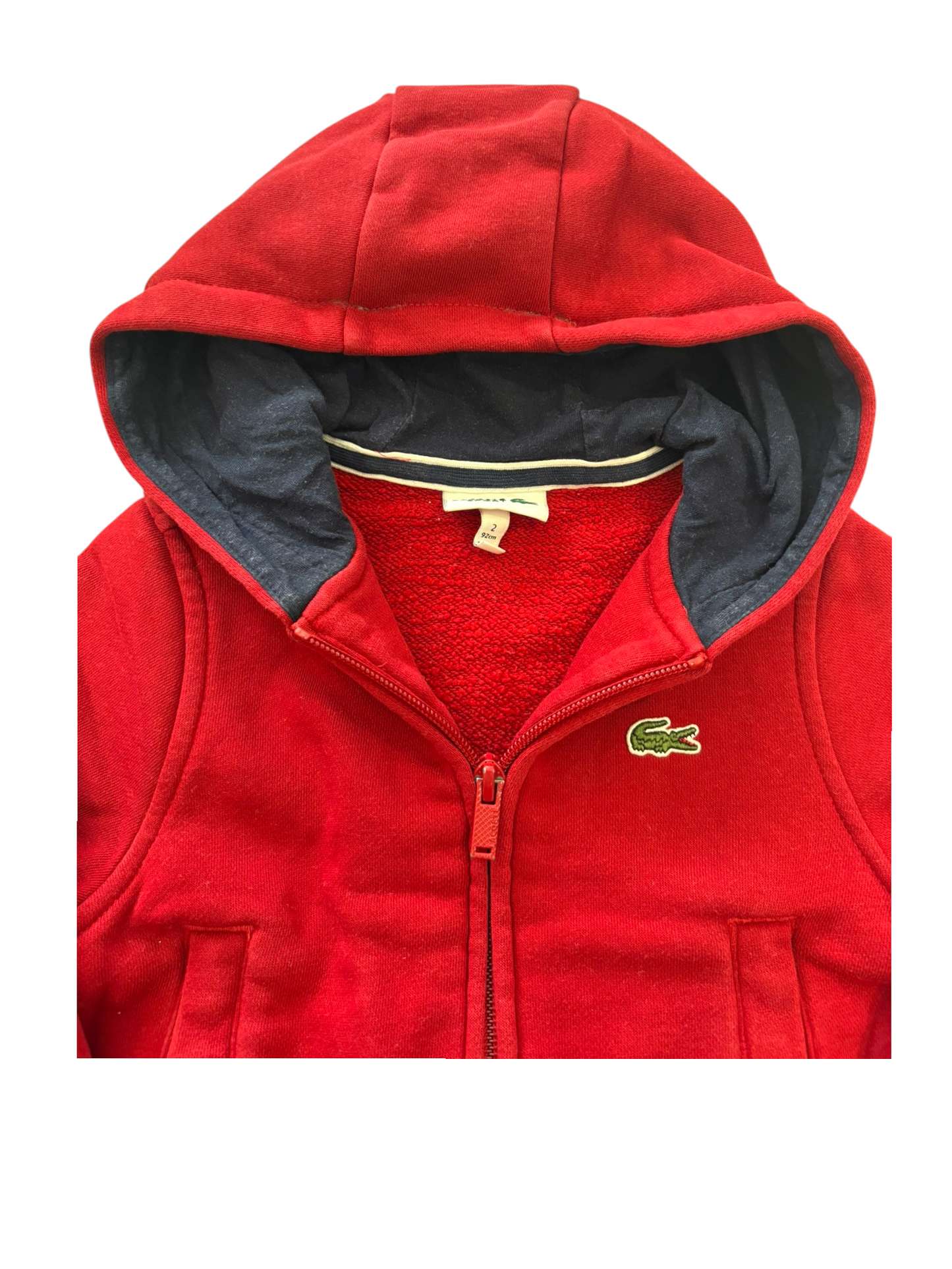 Lacoste Boy Red Zip Hoodie, 2Y / 92