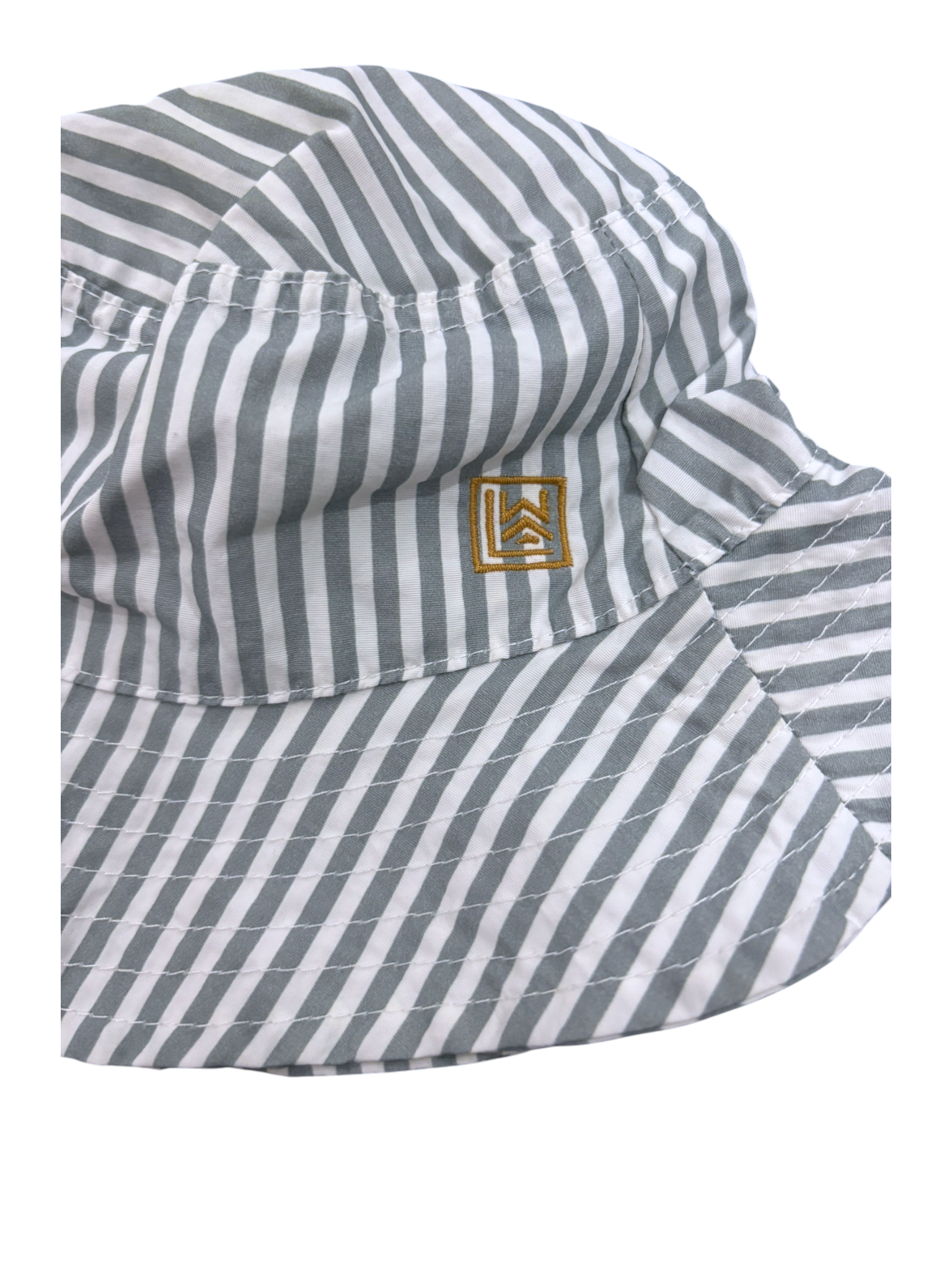 Liewood Unisex Sage & Cream Striped Sun Hat, 9-12M- second hand baby clothing