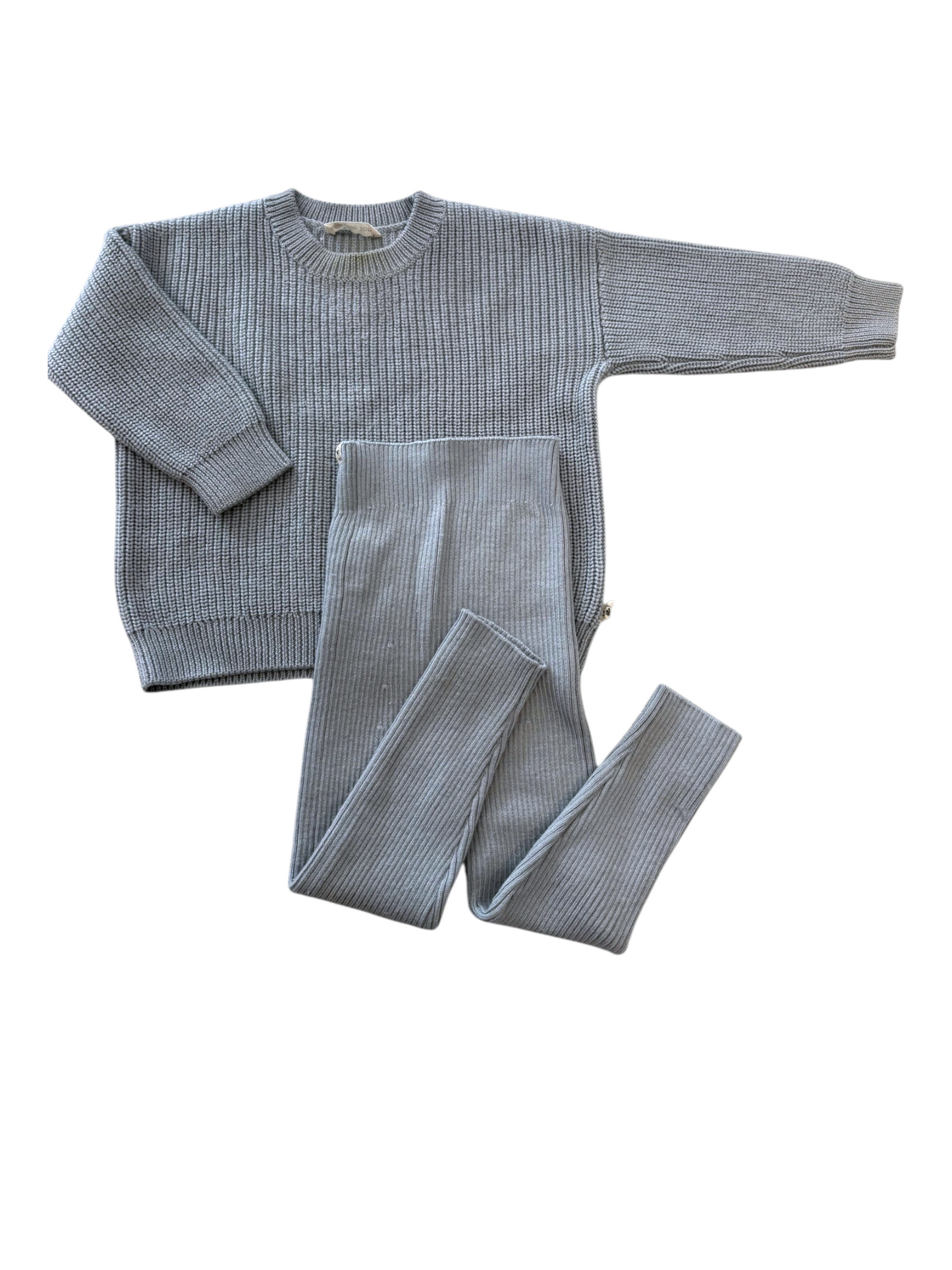 Lille Toni Unisex Sage Green Merino Knit Set, 1-2Y