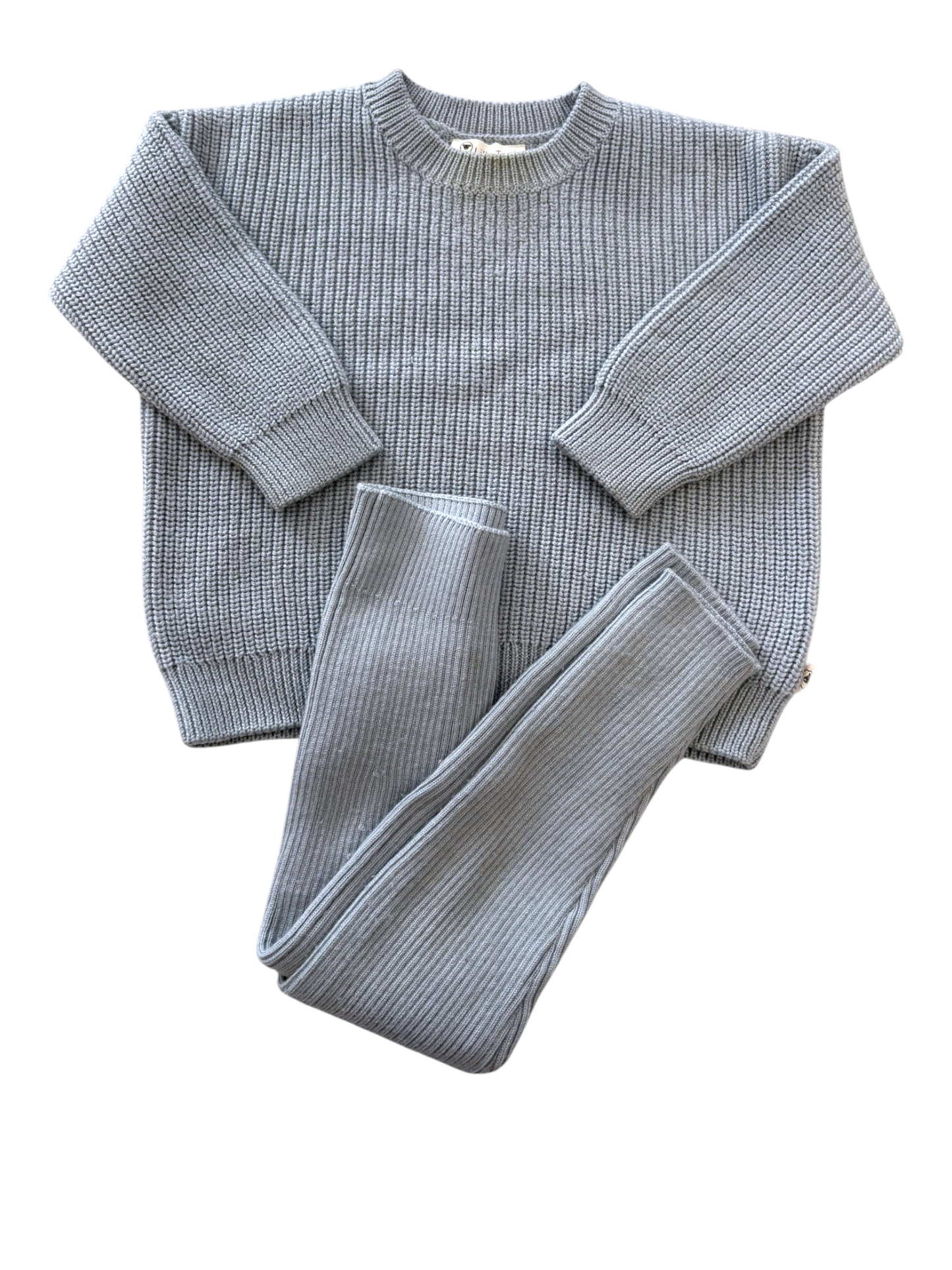 Lille Toni Unisex Sage Green Merino Knit Set, 1-2Y