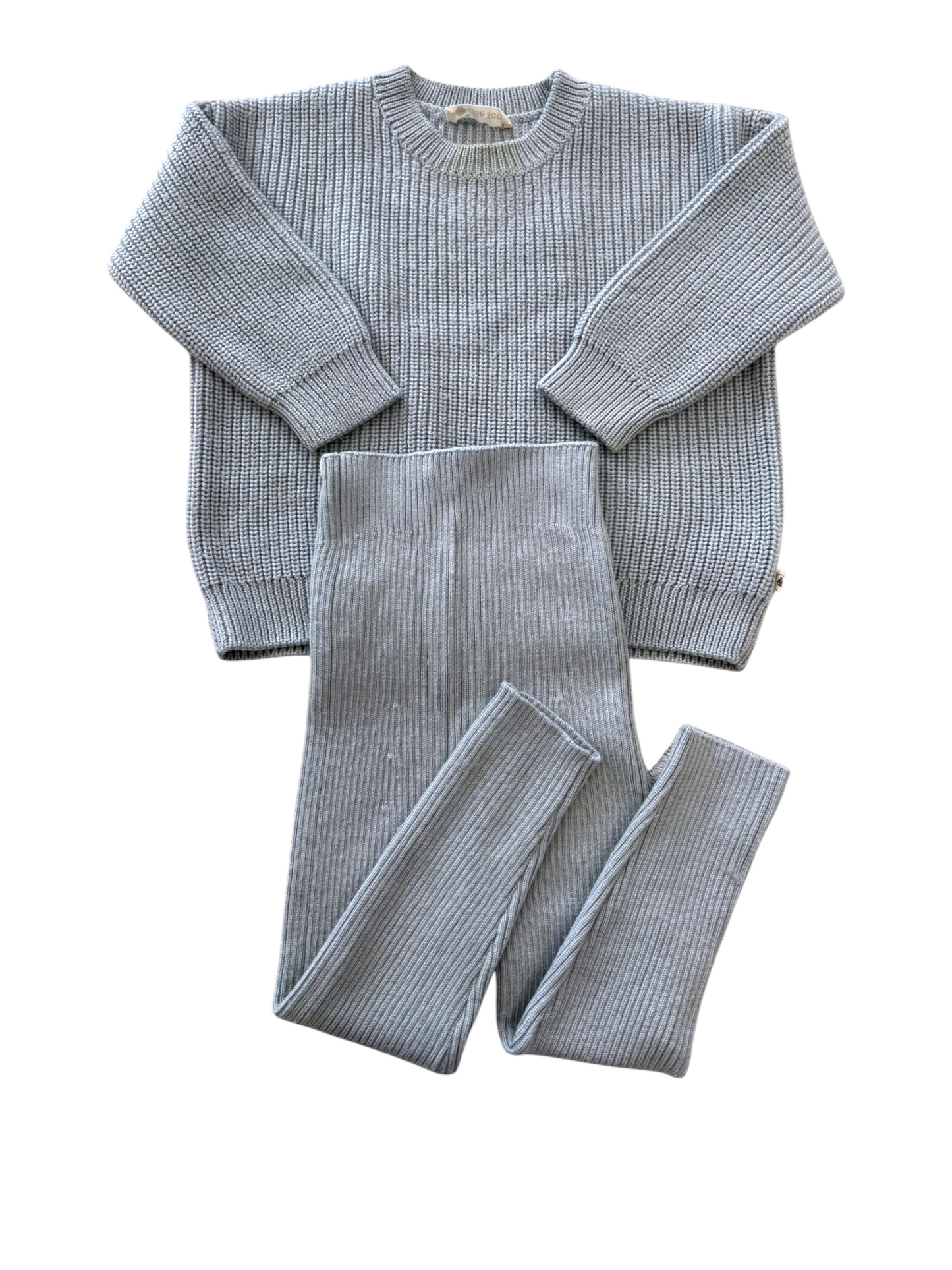 Lille Toni Unisex Sage Green Merino Knit Set, 1-2Y