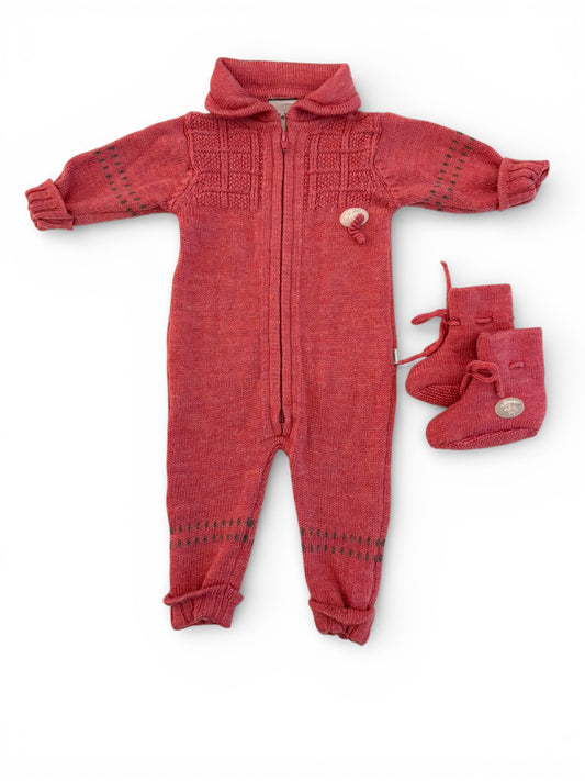 Lillelam Dusty Rose Bunting with Booties (2-4M / 62)