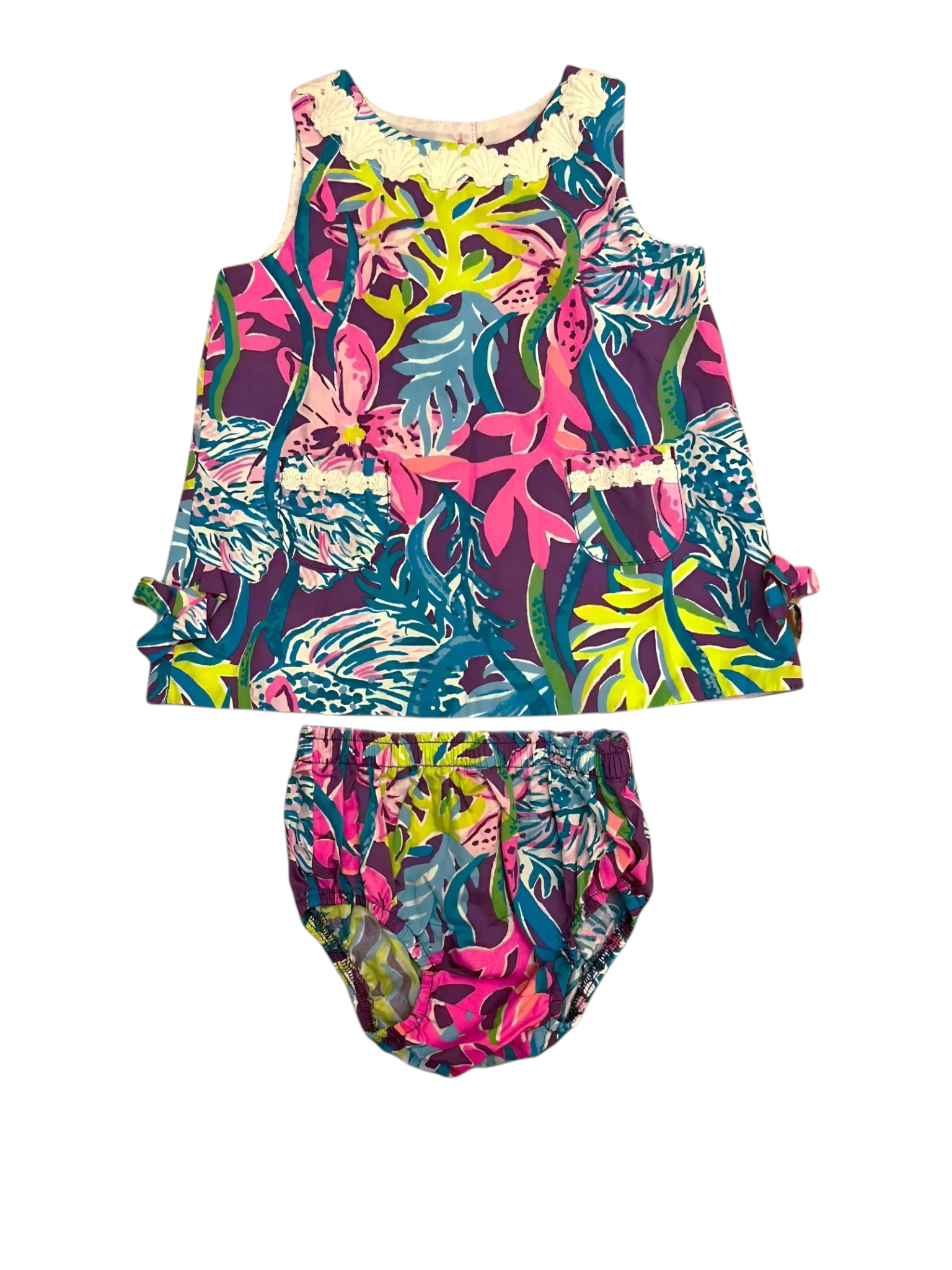 Lilly Pulitzer Purple Floral Little Lilly Shift Dress size 6-12M - second hand baby clothing