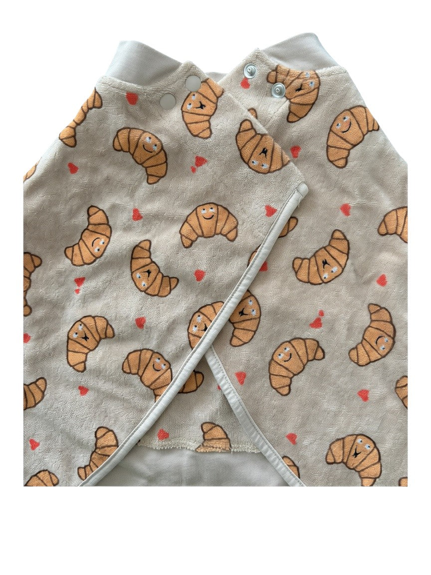 Little Casimir Beige Croissant Print Hooded Swaddle Blanket size One Size - second hand baby clothing