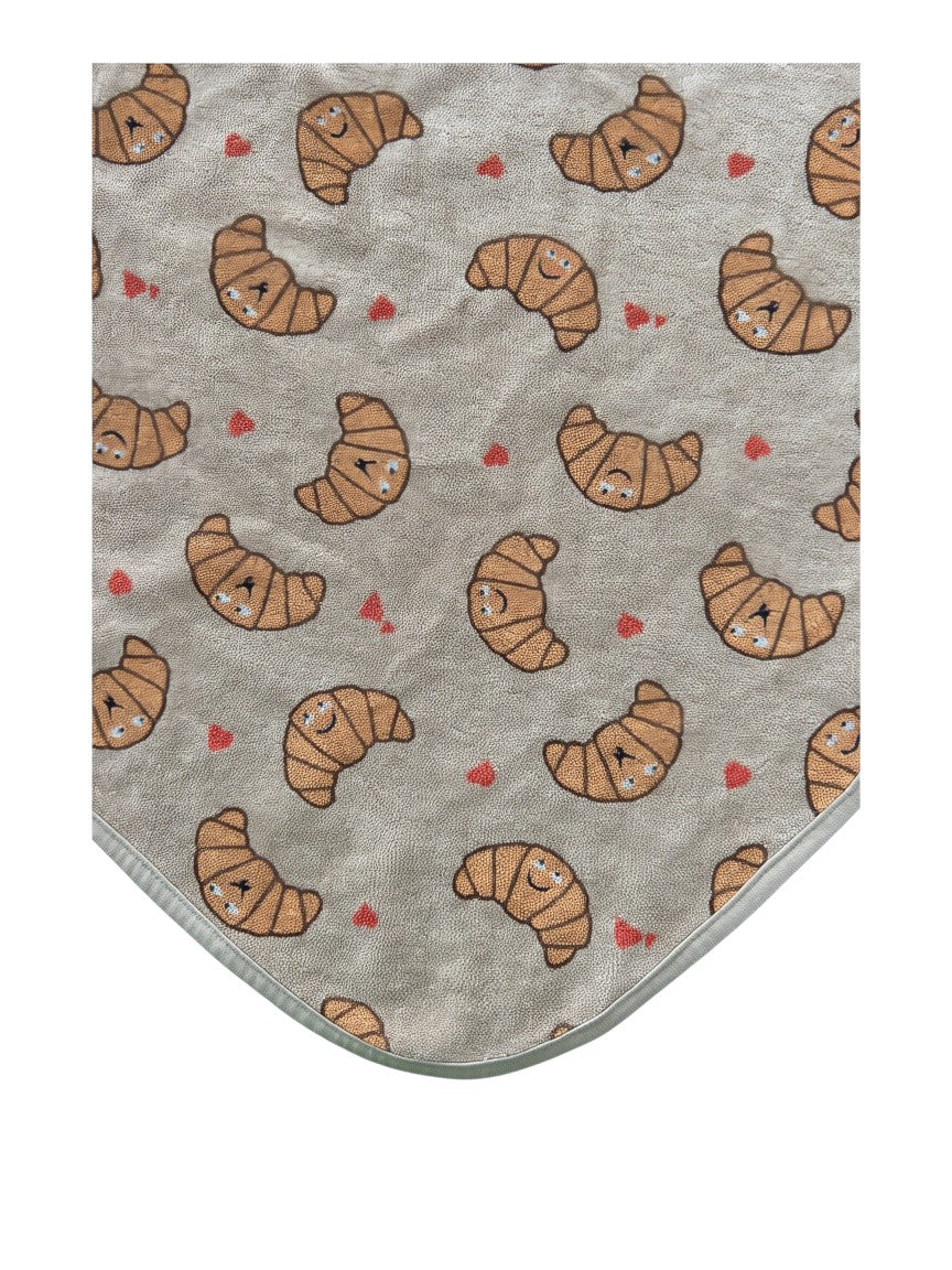 Little Casimir Beige Croissant Print Hooded Swaddle Blanket size One Size - second hand baby clothing