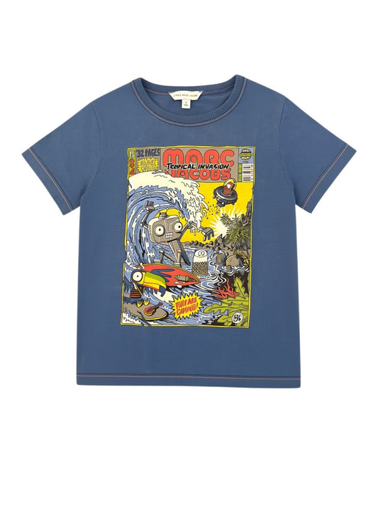 Little Marc Jacobs Boys Blue Robot Cotton T-Shirt, 4Y / 102 - second hand baby clothing