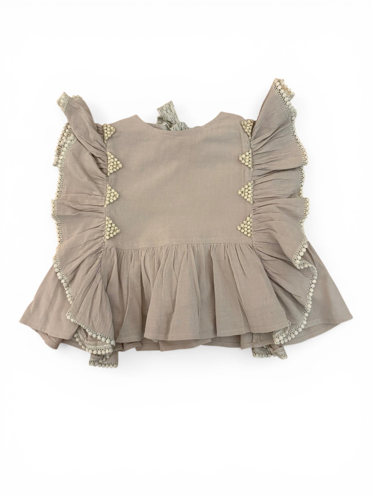 Louise Misha Grey Ruffle Sleeveless Top (2Y)