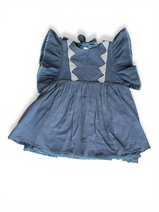 Louise Misha Navy Sleeveless Ruffle Dress (2Y)