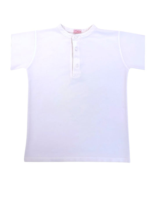 La Coqueta White Henley Top size 9Y - second hand baby clothing