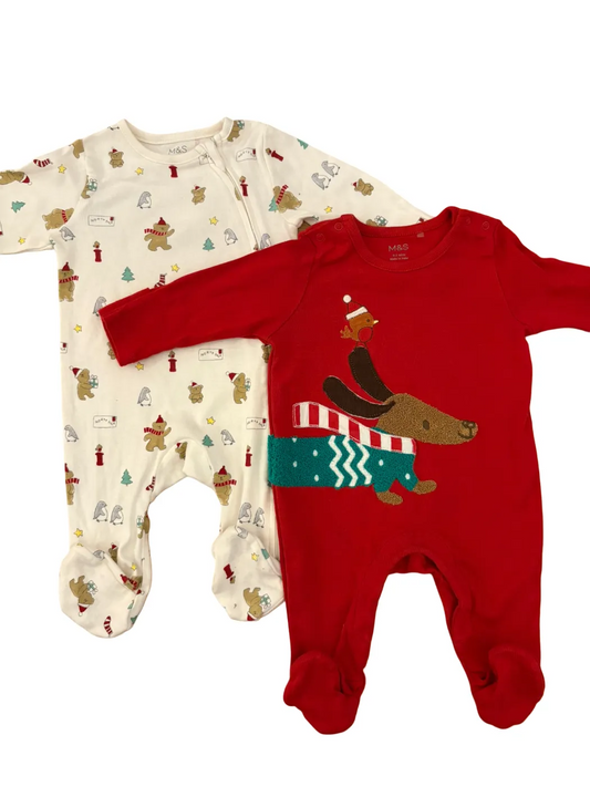 Marks & Spencer Christmas Pajama Set (0-3M)