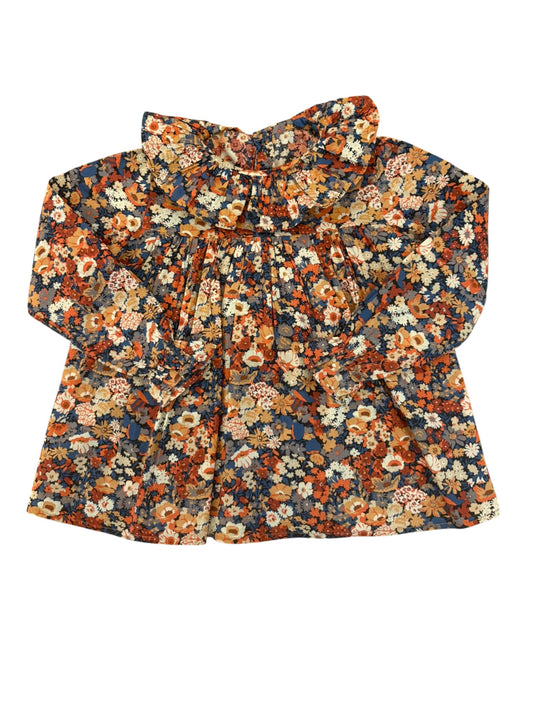 Ma Prune Céleste Floral Ruffle Collar Long Sleeve Top (18-24M)