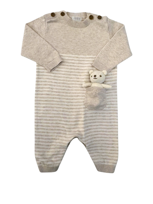 Mamas & Papas Baby Knit Romper with Bear, 0–3M size 0-3M - second hand baby clothing